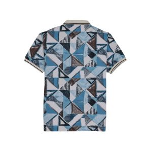 Status Quo Boys Geometric Print Polo Collar Half Sleeves Regular Fit Tshirt