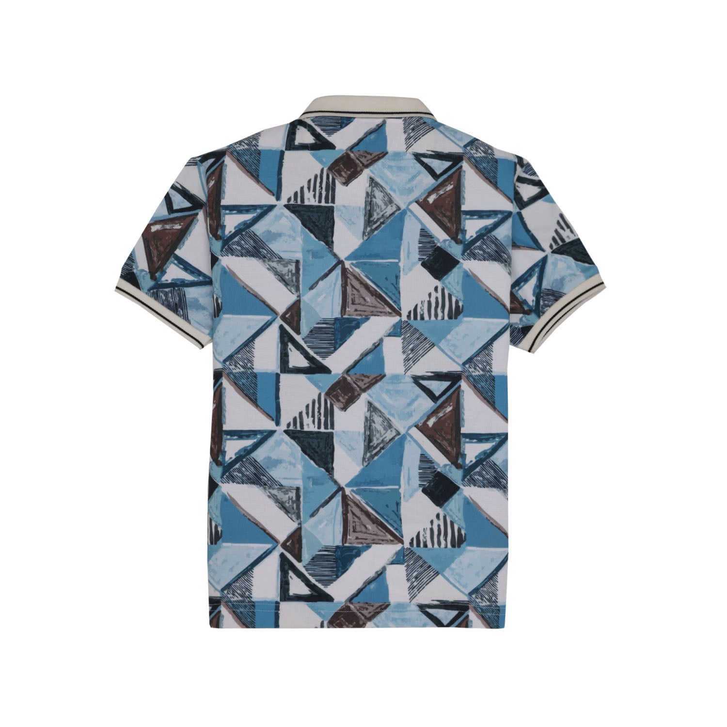Status Quo Boys Geometric Print Polo Collar Half Sleeves Regular Fit Tshirt