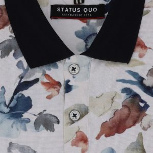 Status Quo Boys Floral Print Polo Collar Half Sleeves Regular Fit Tshirt