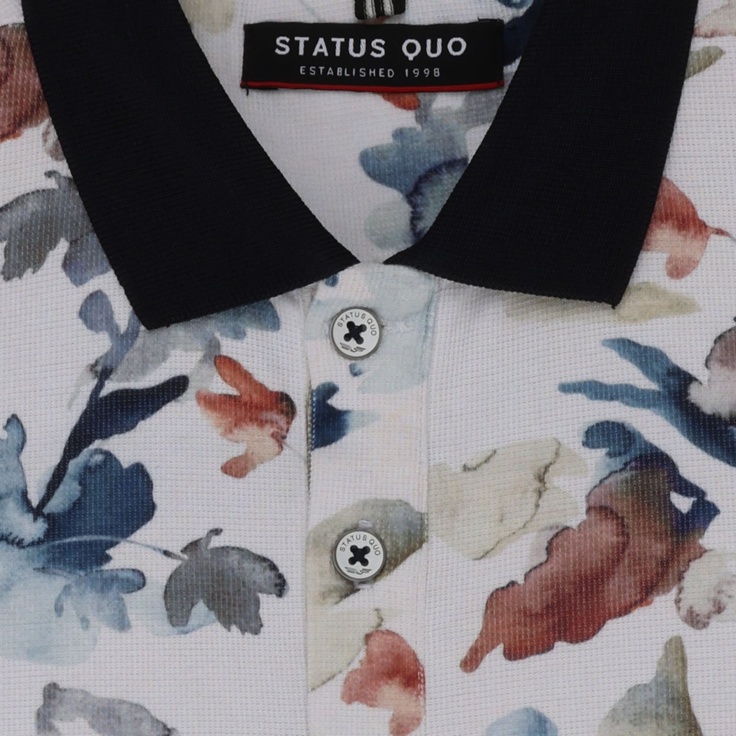 Status Quo Boys Floral Print Polo Collar Half Sleeves Regular Fit Tshirt