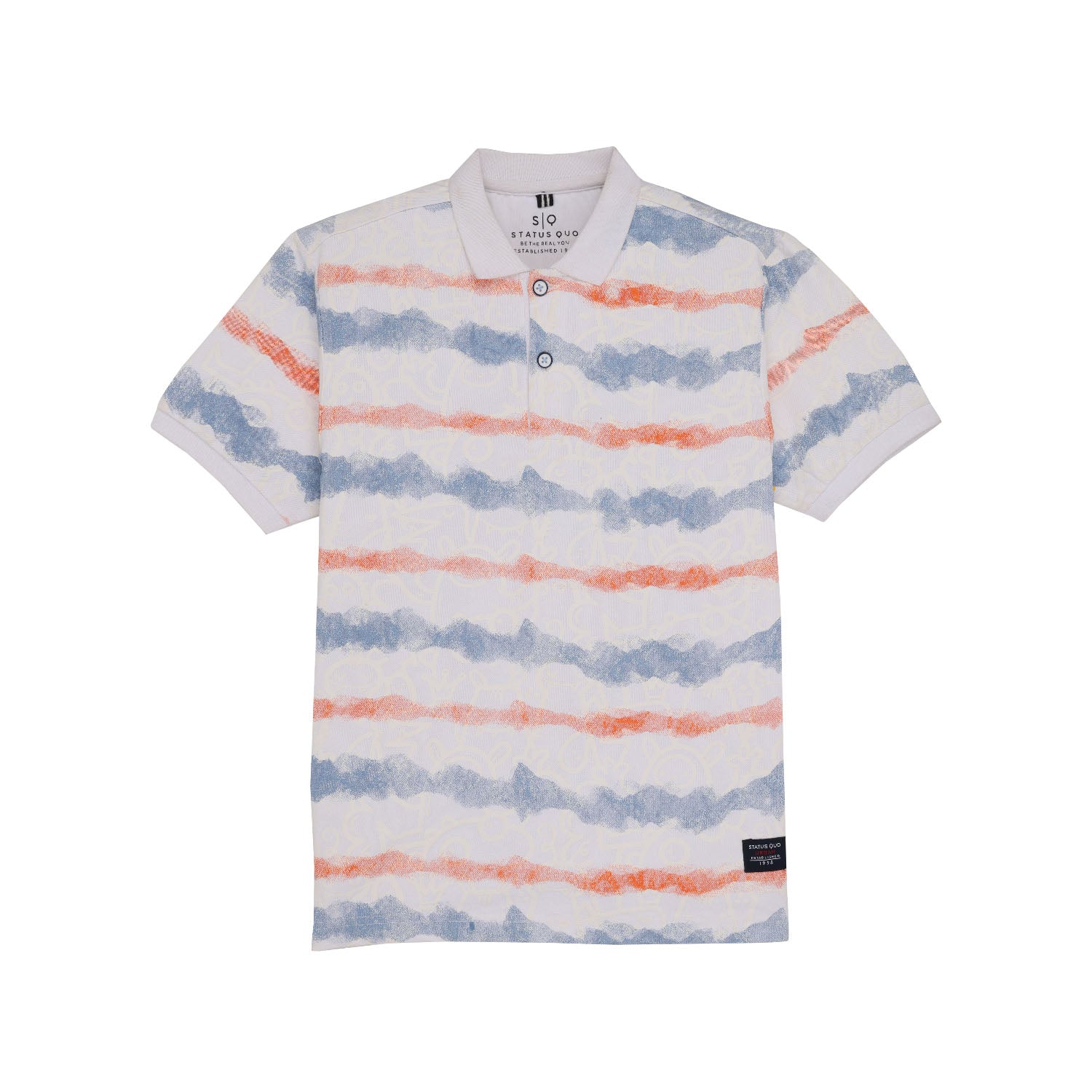 Status Quo Boys Printed Polo Collar Half Sleeves Regular Fit Tshirt