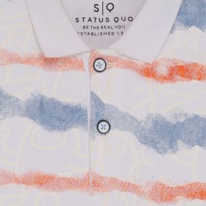 Status Quo Boys Printed Polo Collar Half Sleeves Regular Fit Tshirt