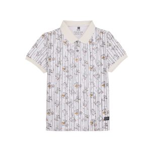 Status Quo Boys Abstract Print Polo Collar Half Sleeves Regular Fit Tshirt