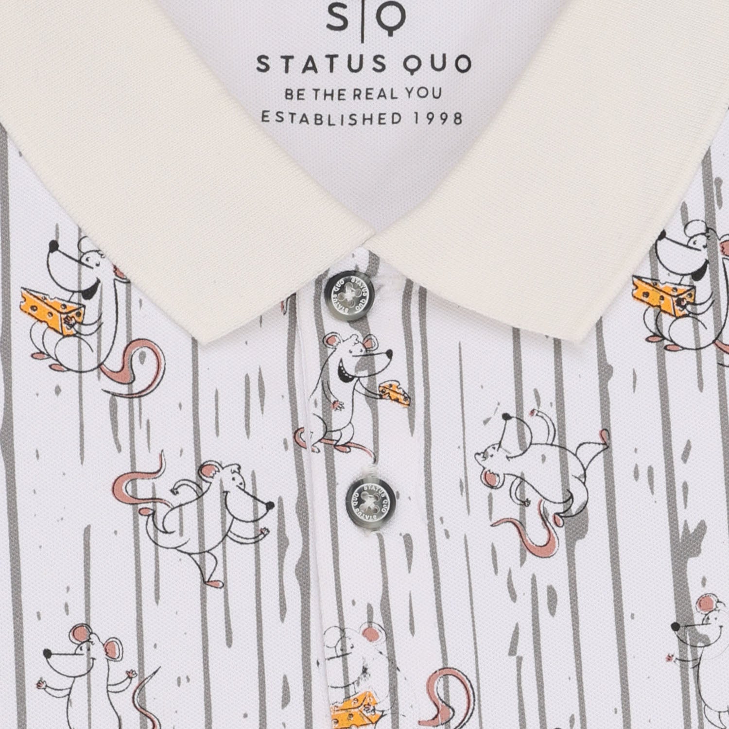 Status Quo Boys Abstract Print Polo Collar Half Sleeves Regular Fit Tshirt