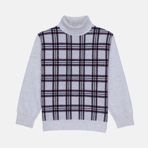 Status Quo Boys Checkered Round Neck Sweater