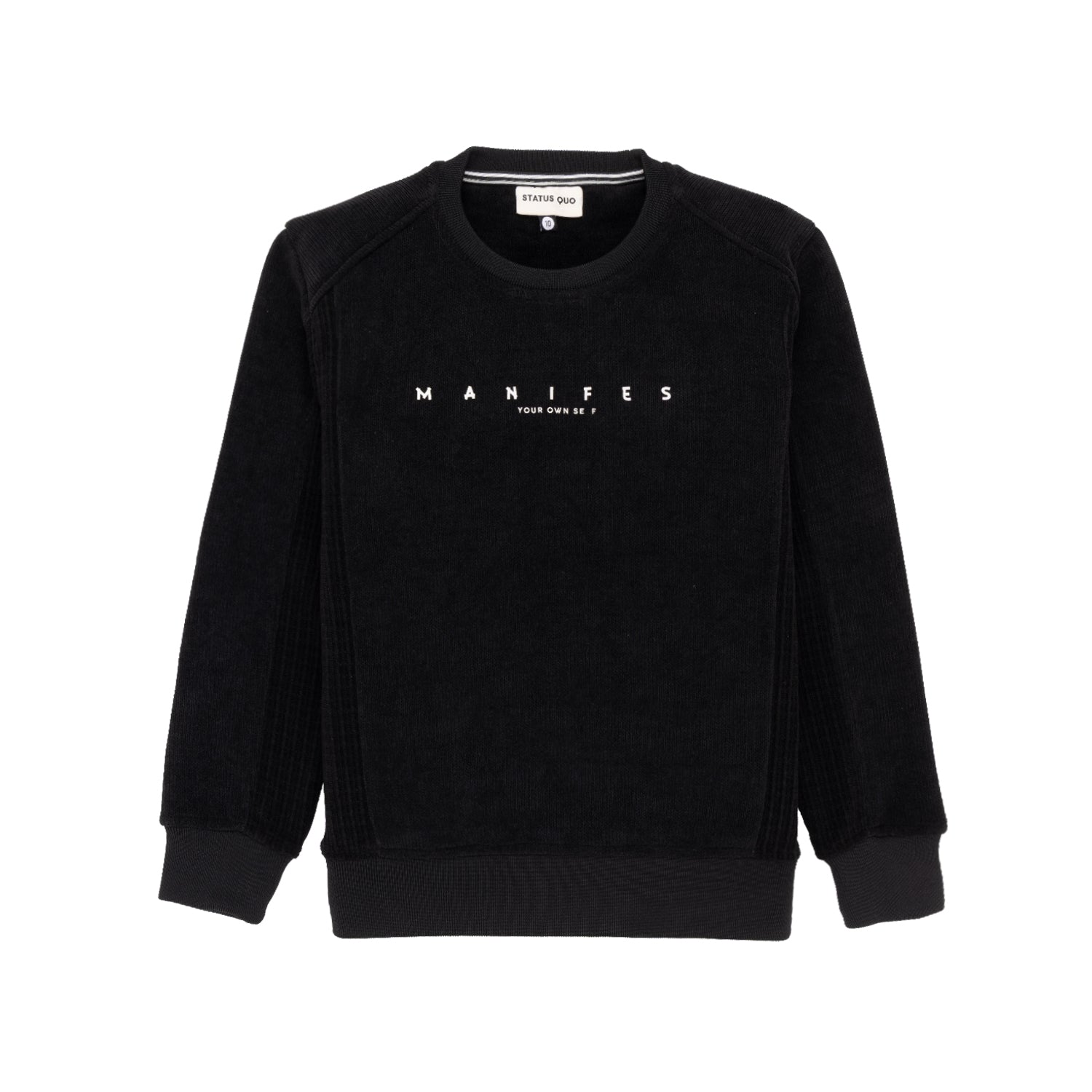 Status Quo Boys Structured Chest Typography Print Round Neck Fleece Full Sleeve Sweatshirt
