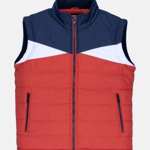 Boys Colour Blocking High Neck Sleeveless Jacket