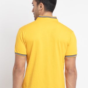 Status Quo Men'S Polo Collar Solid Mustard Color Tshirts