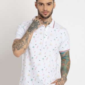 Status Quo Mens All Over Printed Polo Collar T-Shirt