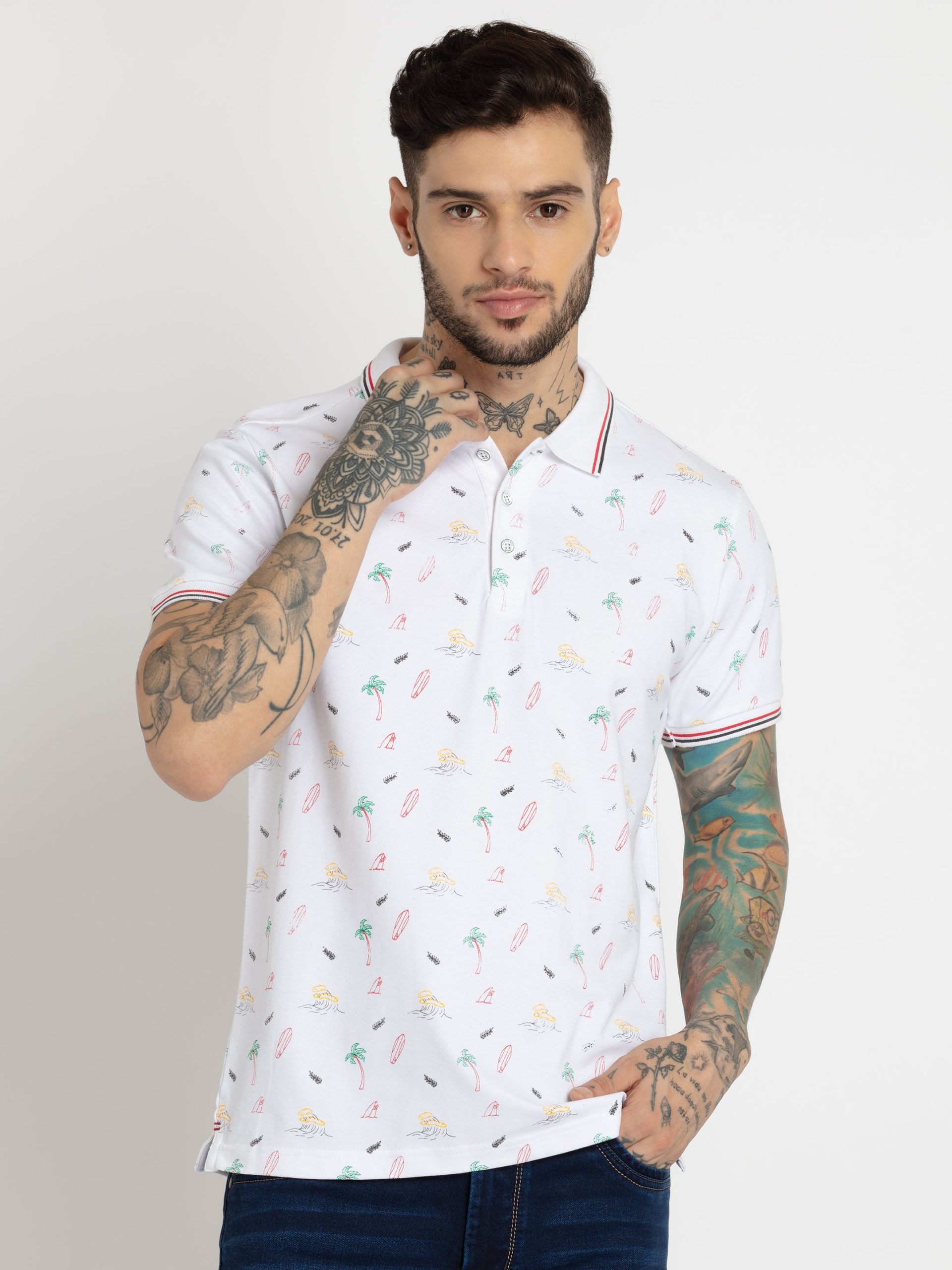 Status Quo Mens All Over Printed Polo Collar T-Shirt
