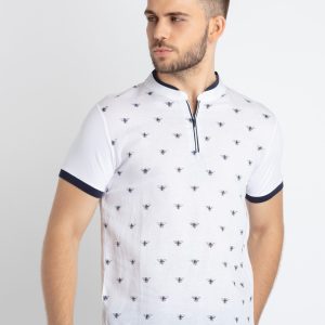 Status Quo Mens Printed Henley Neck T-Shirt