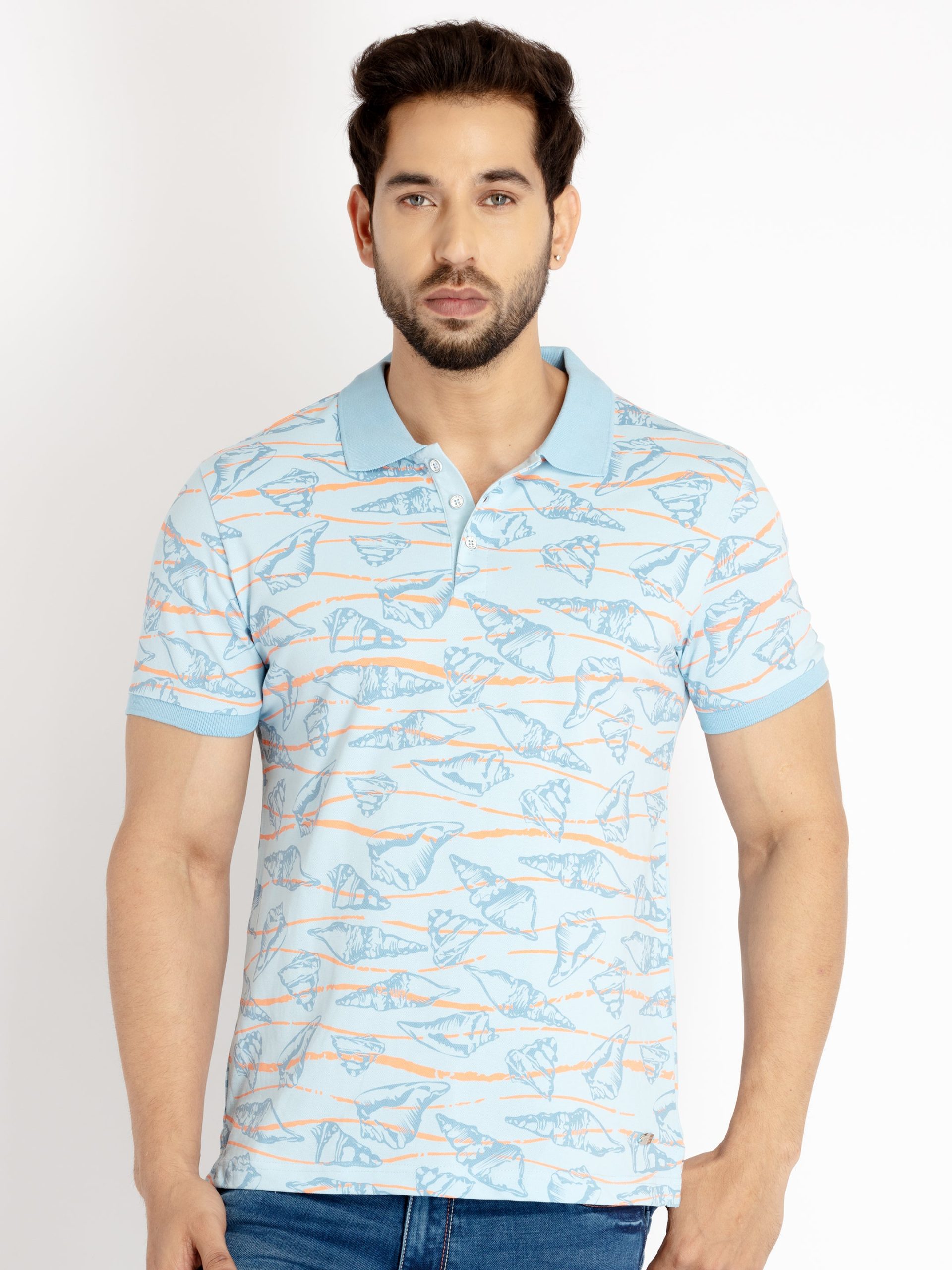 Status Quo Mens All Over Printed Polo Collar T-Shirt