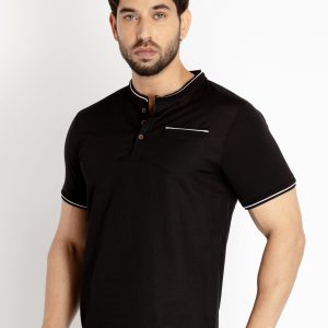 Status Quo Mens Solid Henley Neck T-Shirt