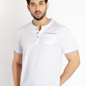 Status Quo Mens Solid Henley Neck T-Shirt