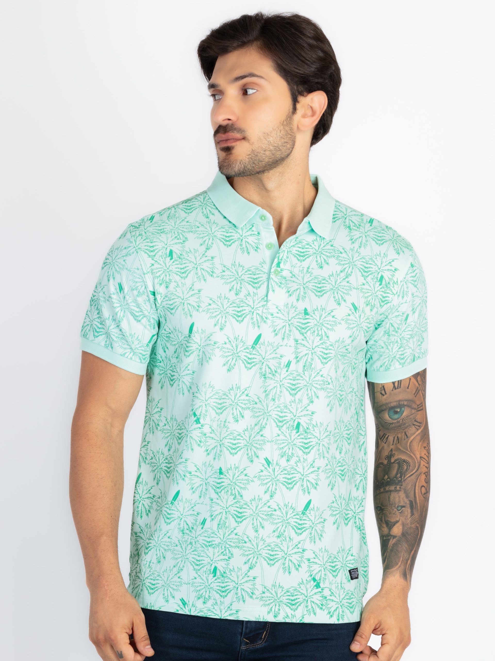 Status Quo All-Over Dots Printed Regular Fit Polo Tshirt