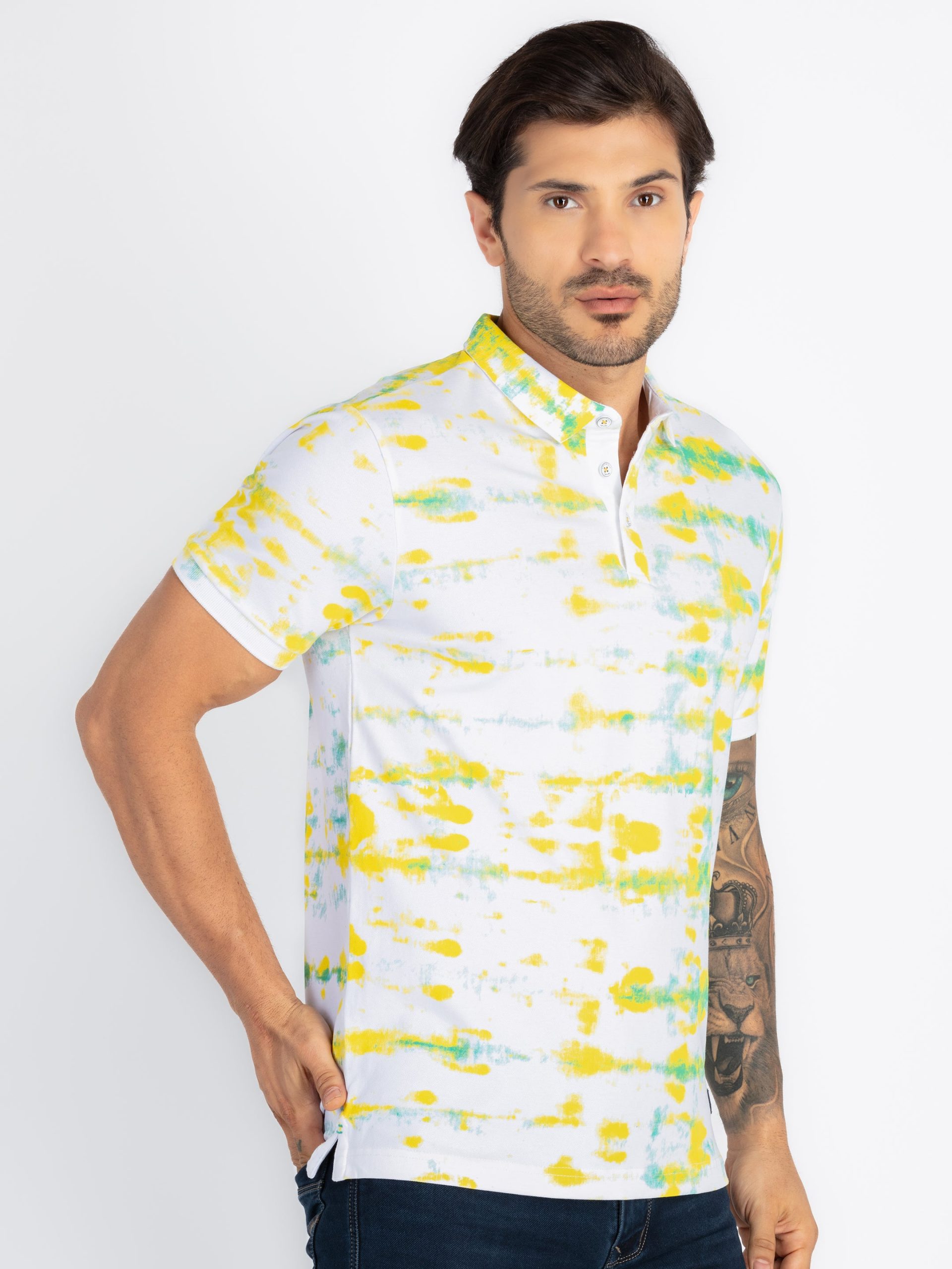 Status Quo Status Quo Men'S Abstract Printed Polo Neck Regular Fit Tshirt