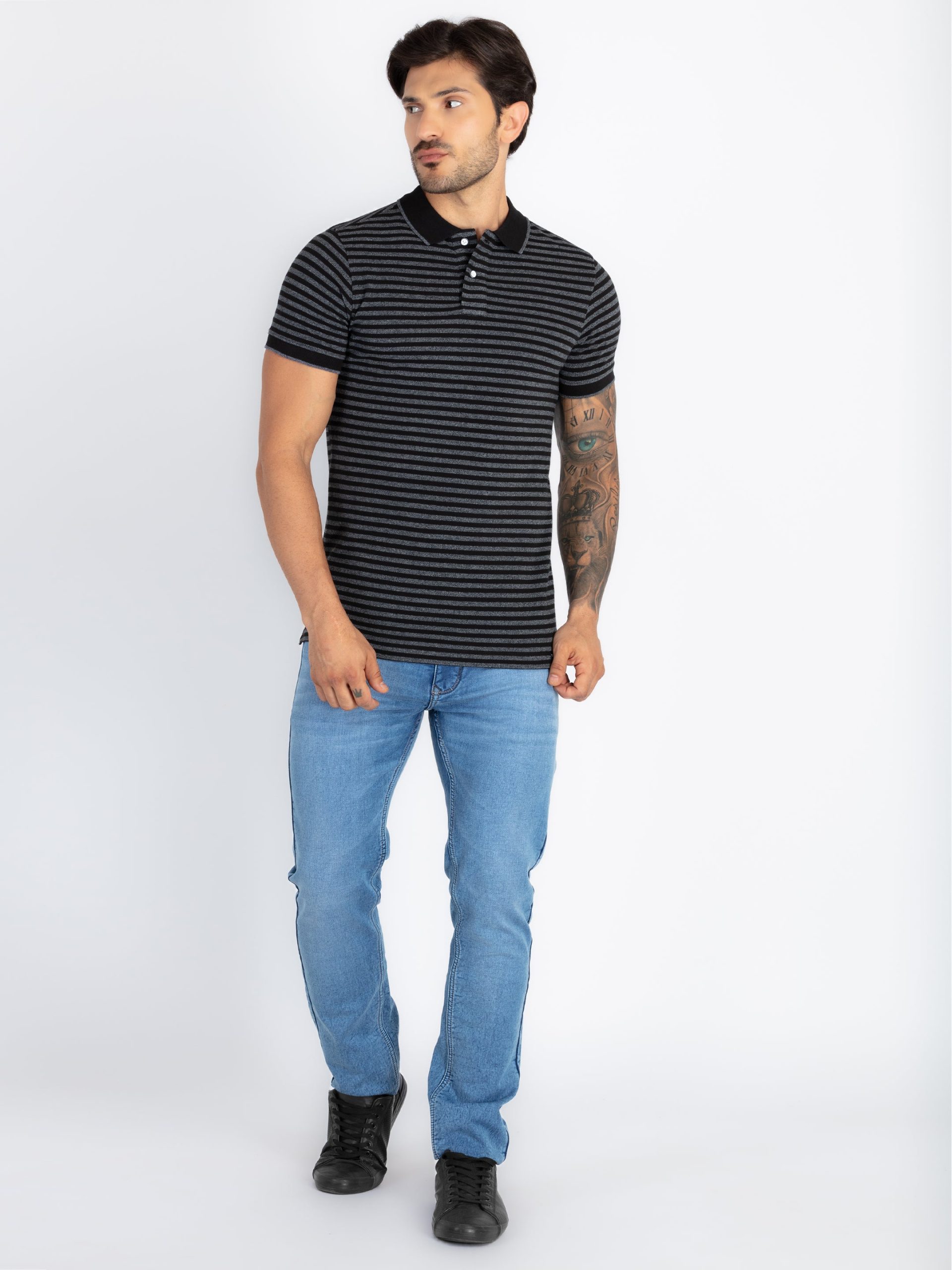 Status Quo Mens Striped Polo T-Shirt