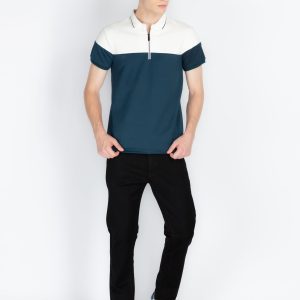 Status Quo Mens Colourblocked Polo Collar T-Shirt