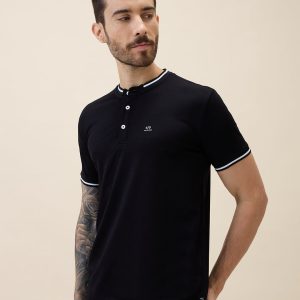 Status Quo Mens Solid Slim Fit Polo T-Shirt With Tipping Collar