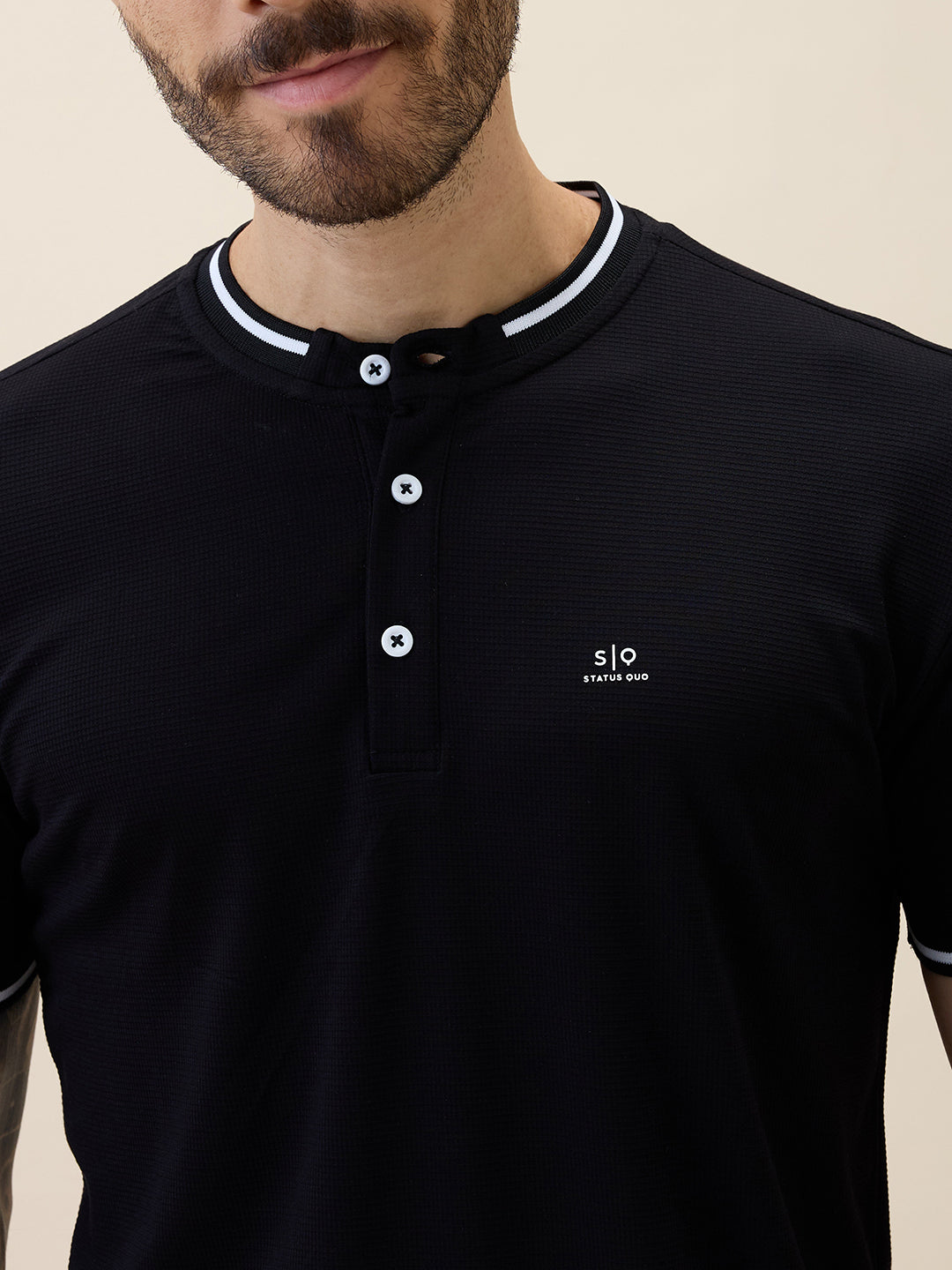 Status Quo Mens Solid Slim Fit Polo T-Shirt With Tipping Collar