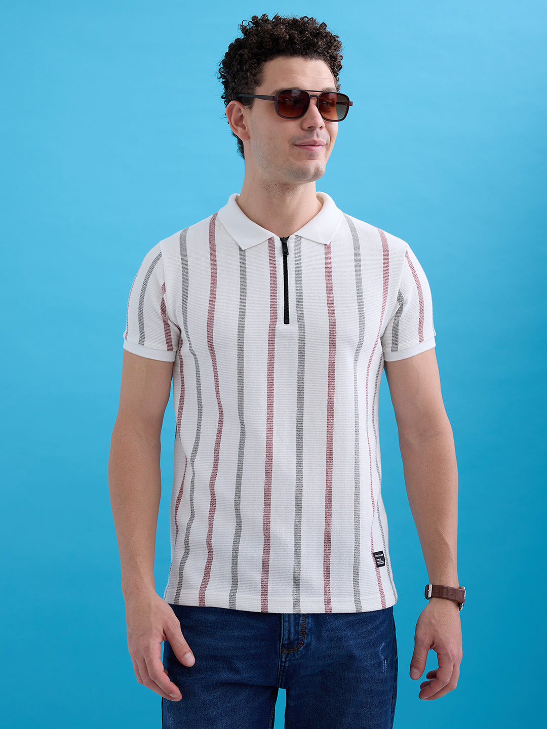 Status Quo Mens Solid Slim Fit Polo T-Shirt With Tipping Collar