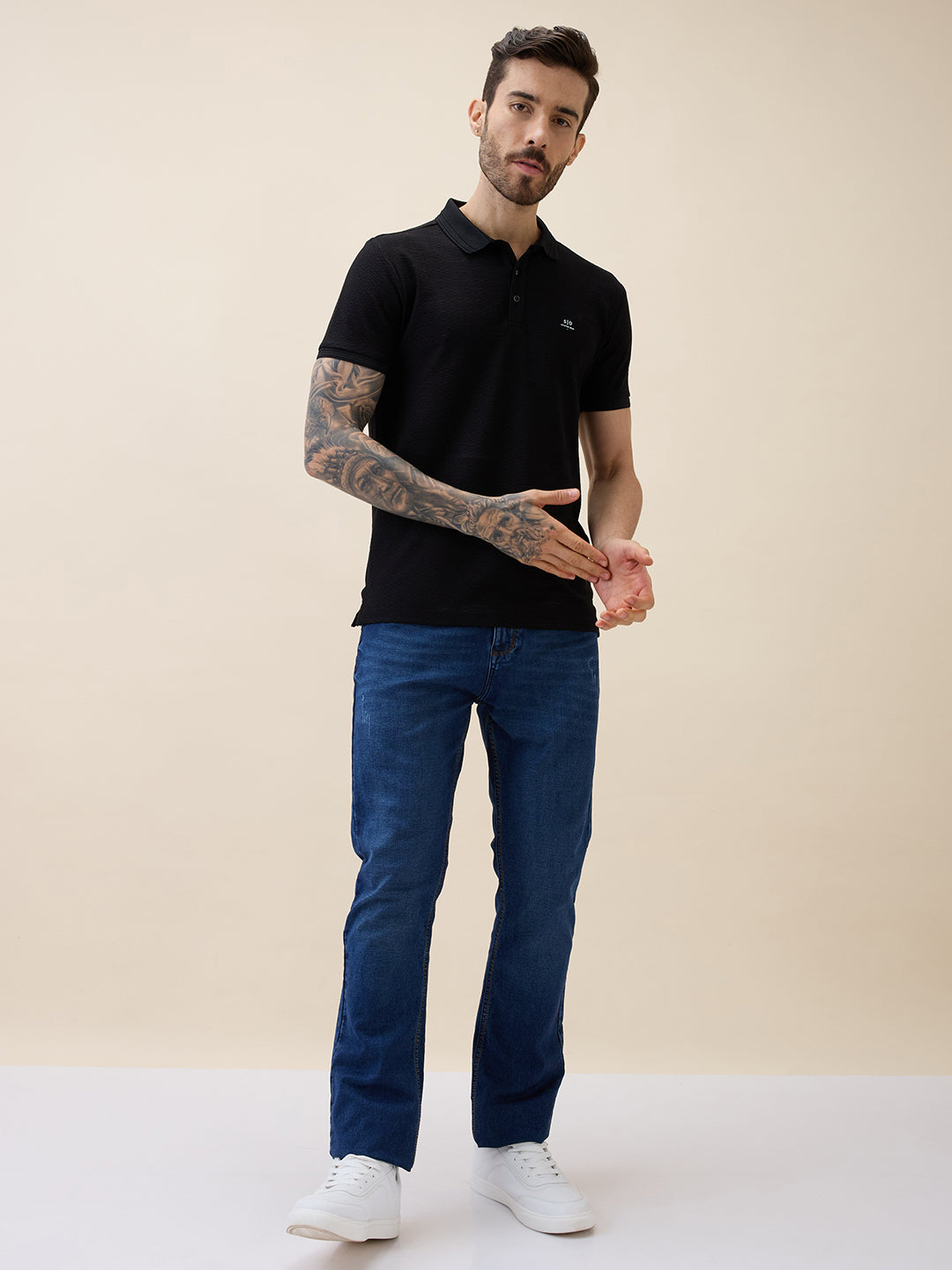 Status Quo Status Quo Men'S Solid Polo Collar Half Sleeves Regular Fit Tshirt