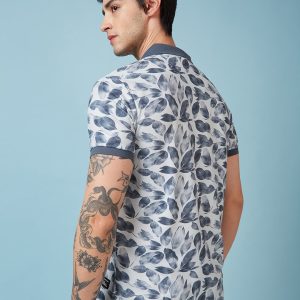 Status Quo Men'S Abstract Printed Polo Collar Short Sleeves Regular Fit Tshirt