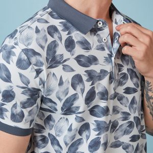 Status Quo Men'S Abstract Printed Polo Collar Short Sleeves Regular Fit Tshirt
