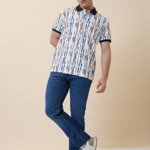 Status Quo Men'S Printed Polo Collar Half Sleeves Regular Fit Tshirt
