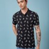 Status Quo Men'S Animal Printed Polo Collar Short Sleeves Regular Fit Tshirt