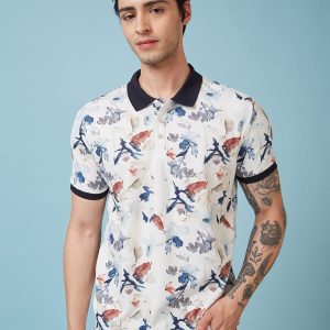 Status Quo Men'S Graphic Printed Polo Collar Short Sleeves Regular Fit Tshirt