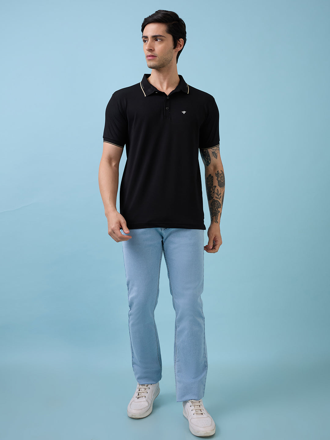 Status Quo Men'S All-Over Solid Polo Collar Half Sleeves Regular Fit Tshirt