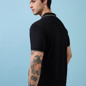 Status Quo Men'S All-Over Solid Polo Collar Half Sleeves Regular Fit Tshirt