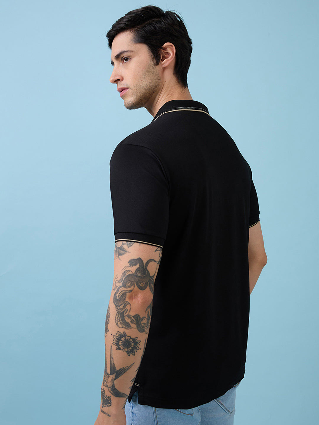 Status Quo Men'S All-Over Solid Polo Collar Half Sleeves Regular Fit Tshirt