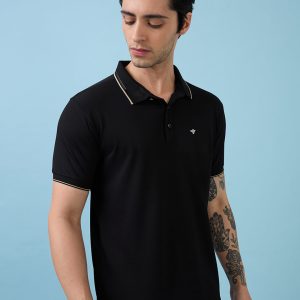 Status Quo Men'S All-Over Solid Polo Collar Half Sleeves Regular Fit Tshirt