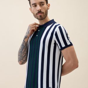 Status Quo Status Quo Men'S Striped Polo Collar Half Sleeves Regular Fit Tshirt