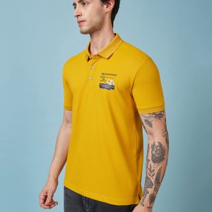Status Quo Men'S Graphic Printed Polo Collar Short Sleeves Regular Fit Tshirt