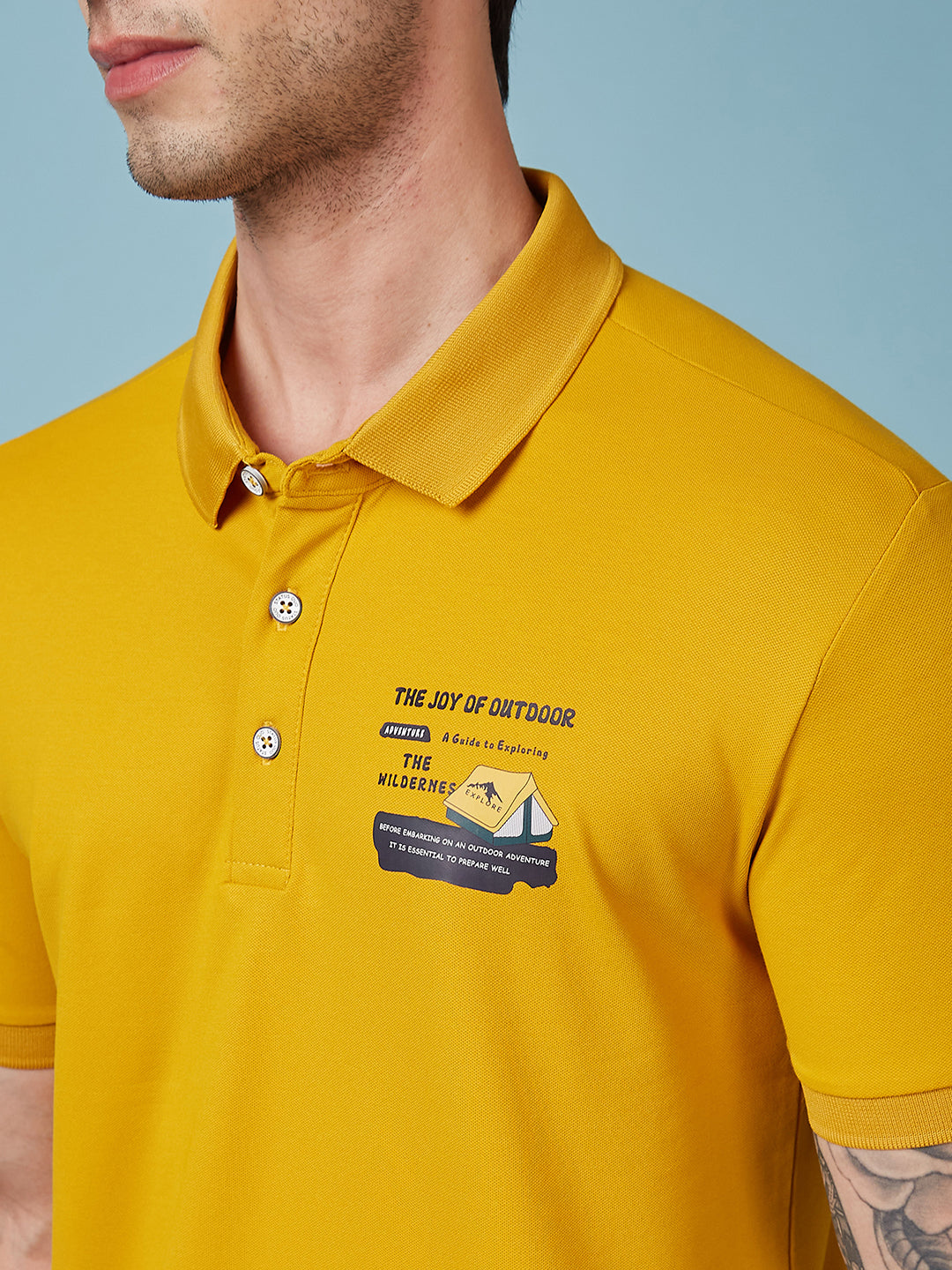 Status Quo Men'S Graphic Printed Polo Collar Short Sleeves Regular Fit Tshirt