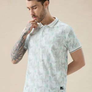 Status Quo Men'S Half Sleeves Regular Fit Tropical Polo Tshirt With Tipping