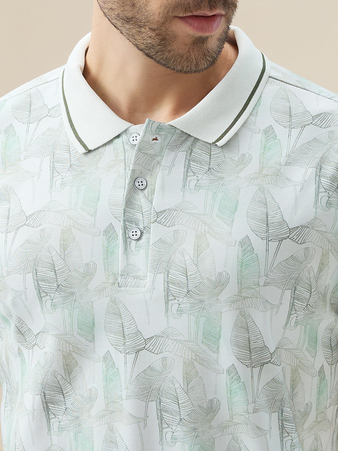 Status Quo Men'S Half Sleeves Regular Fit Tropical Polo Tshirt With Tipping