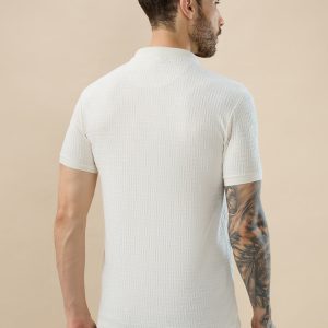 Status Quo Men'S Geometric Textured Half Sleeves Regular Fit Polo T-Shirt