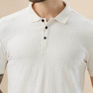 Status Quo Men'S Geometric Textured Half Sleeves Regular Fit Polo T-Shirt