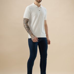 Status Quo Men'S Geometric Textured Half Sleeves Regular Fit Polo T-Shirt