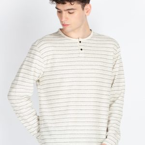 Mens Striped Henley Neck T-Shirt
