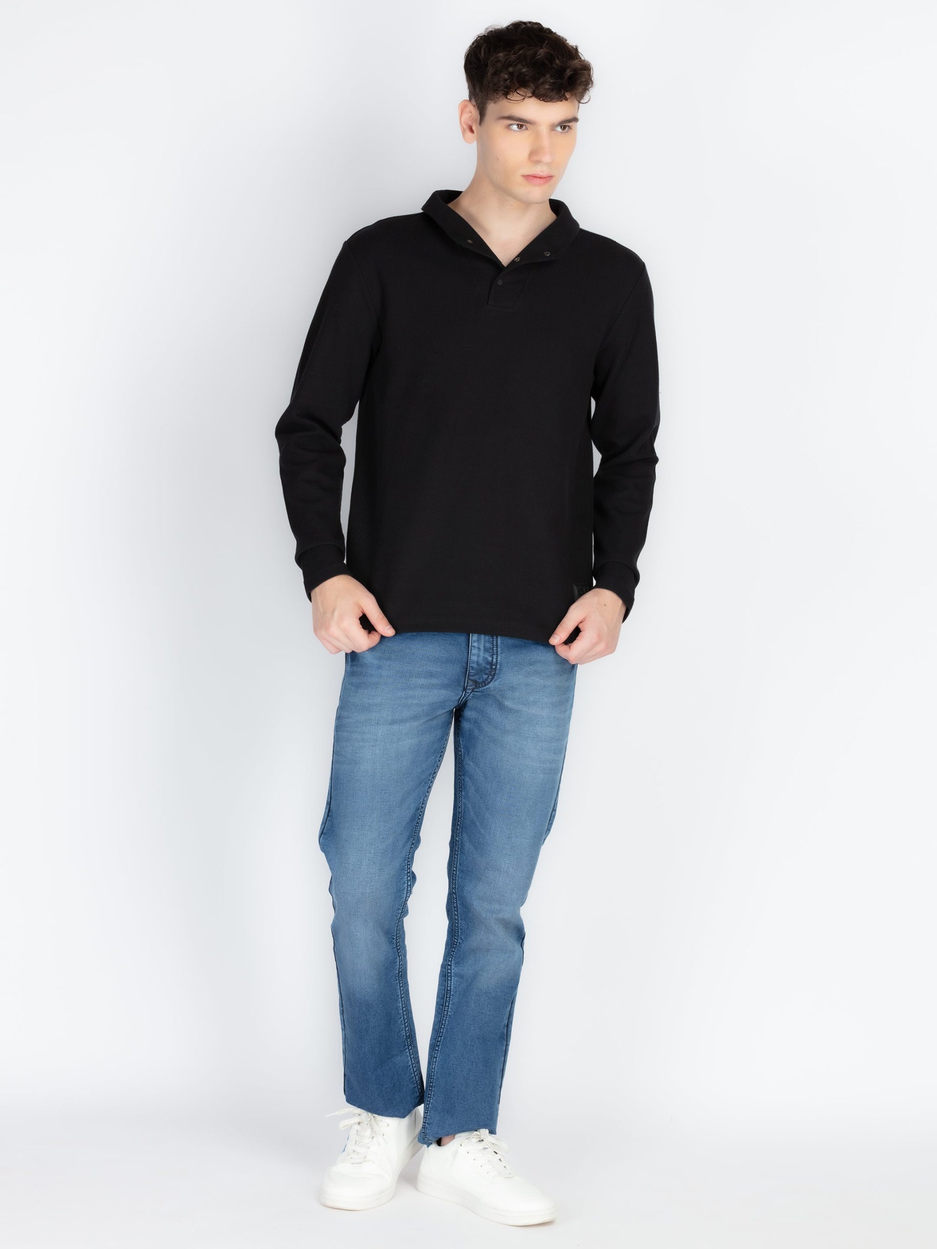 Mens Solid High Neck T-Shirt