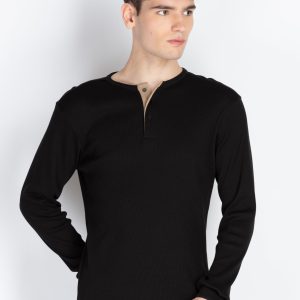 Status Quo Men'S Solid Henley Neck T-Shirt