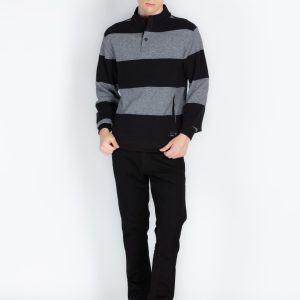 Men'S Striped Knitted Regular Fit Winter Sweatshirt