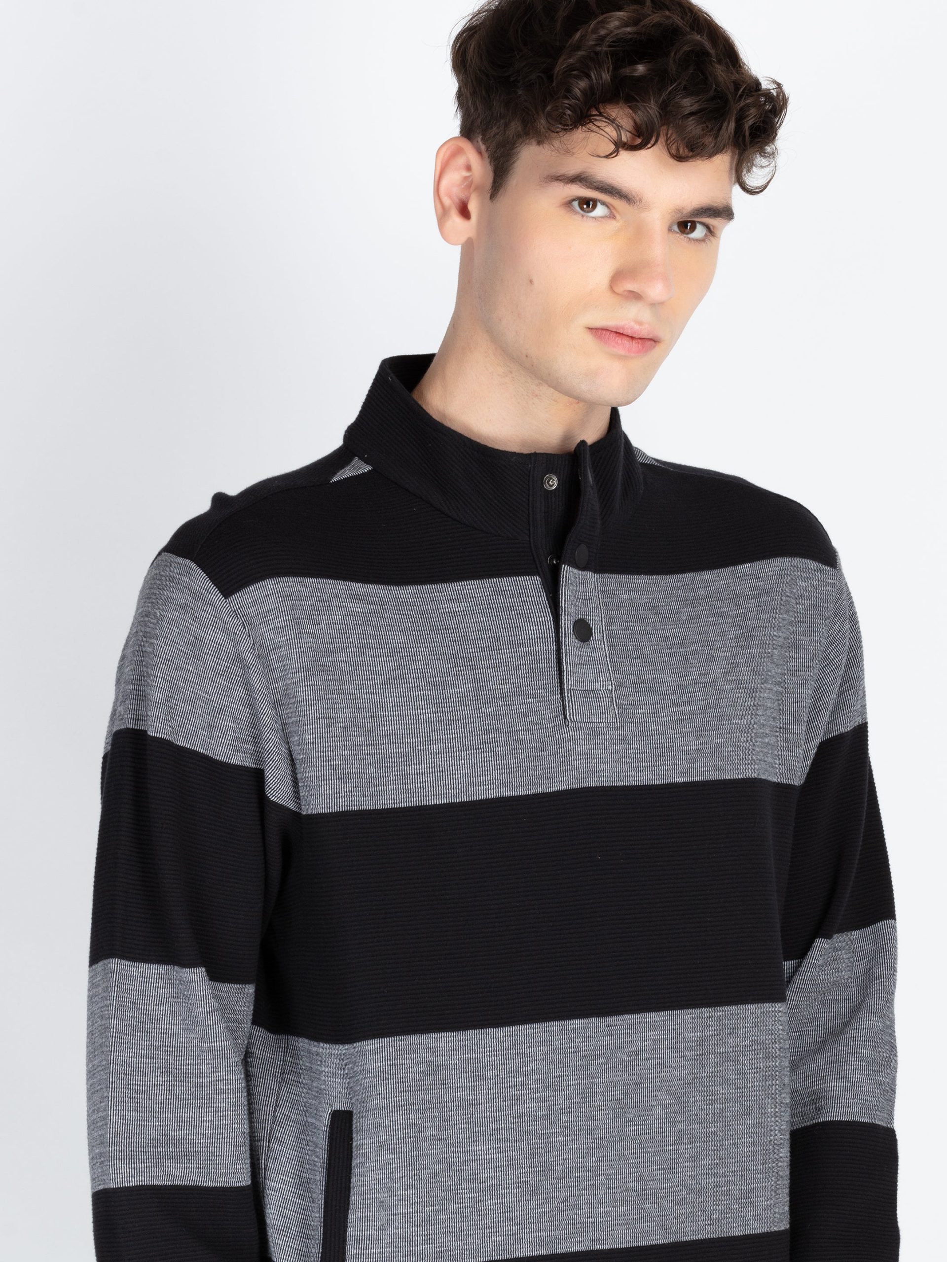 Men'S Striped Knitted Regular Fit Winter Sweatshirt