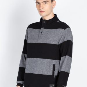 Men'S Striped Knitted Regular Fit Winter Sweatshirt