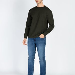 Mens Solid Lightweight Round Neck Sweatshirt